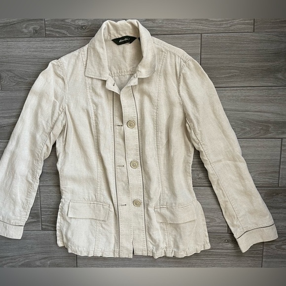 Eddie Bauer Linen Blazer Jacket, size Small—Lagenlook•••Beige/Cream tone! - Picture 8 of 16